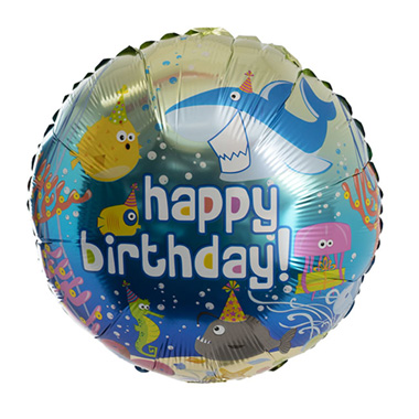 Foil Balloons - Foil Balloon 18 Happy Birthday Ocean Blue (45cmD)