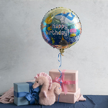 Foil Balloon 18 Happy Birthday Ocean Blue (45cmD)