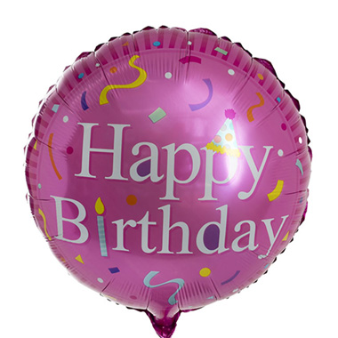 Foil Balloons - Foil Balloon 18 Happy Birthday Confetti Pink (45cmD)
