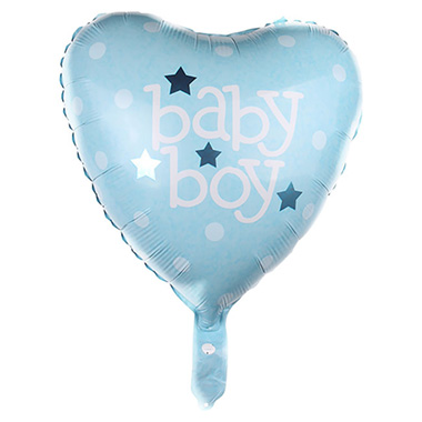 Foil Balloons - Foil Balloon 18 Baby Boy Heart Soft Blue (45cmD)