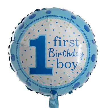 Foil Balloons - Foil Balloon 18 1st Birthday Boy Blue (45cmD)