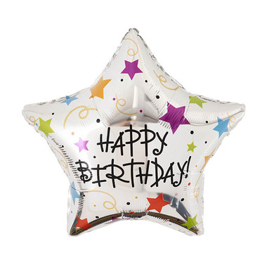 Foil Balloons - Foil Balloon 18 Happy Birthday Star Silver (45cmD)