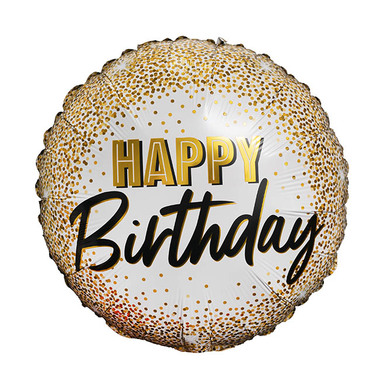 Foil Balloons - Foil Balloon 18 Happy Birthday Confetti Gold (45cmD)
