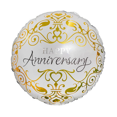 Foil Balloons - Foil Balloon 18 Happy Anniversary White (45cmD)