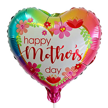 Foil Balloons - Foil Balloon9(22.5cmD) Happy Mothers Day Floral Heart