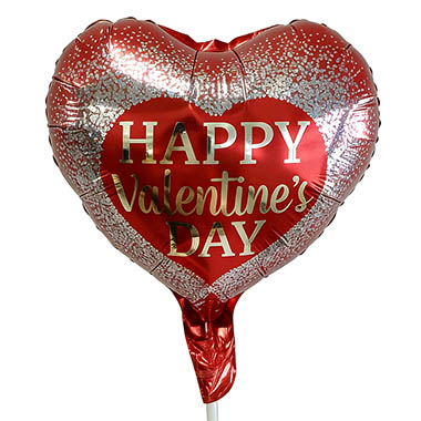 Foil Balloons - Foil Balloon 9 (22.5cmD) Happy Valentines Day Confetti Red