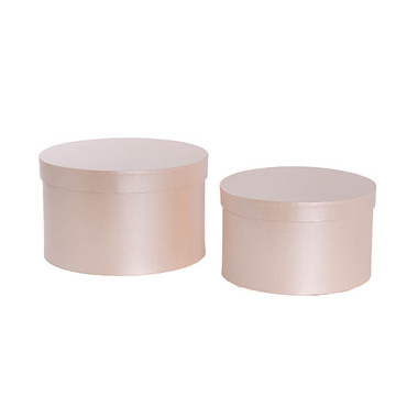 Pack GBox - Hat Boxes - Gift Flower Box Rippled Round Blush Pink Set 2 (24x14.5Hcm)