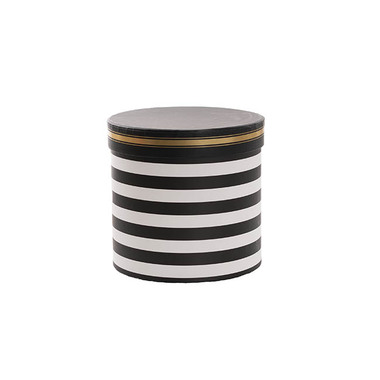 Hat Boxes - Flower Gift Hat Box Round Stripes Black White(15cmWx13.5cmH)