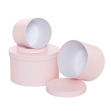 Stackable Gift Boxes - Gift Box Round Baby Pink (25cmDx15cmH) Set 3