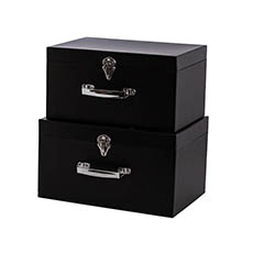 Suitcase Gift Boxes - Suitcase Hamper Gift Box Black (32Wx22Lx18cmH) Set 2