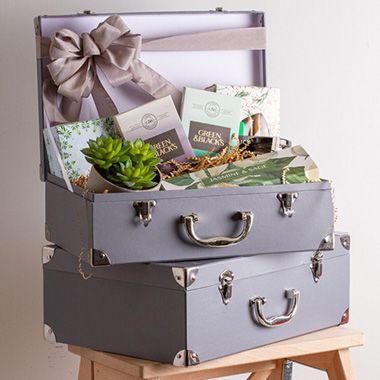 Suitcase Hamper Gift Box Grey (26Wx36Lx13WcmH) Set 2