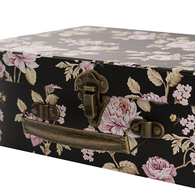 Suitcase Gift Hamper Box Black Floral Set 2 (30x20x9cmH)