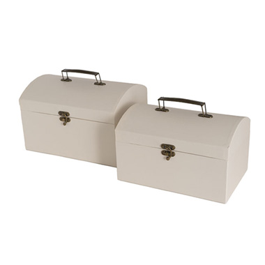 Suitcase Gift Boxes - Gift Hamper Chest Antique Cream Set 2 (26x18x16.5cmH)