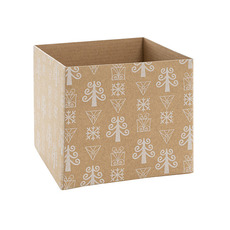 Posie Flower Box Mini Pattern - Posy Box Mini Christmas Trees Kraft White Pack 10 (13x12cmH)