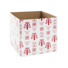 Posy Box Mini Christmas Trees White Red Pack 10 (13x12cmH)