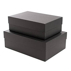 Stackable Gift Boxes - Rigid Shoe Gift Storage Box Matte Black Set 2 (35x25x12cmH)