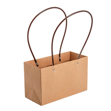 Flower Bouquet Bags - Flower Carry Bag Kraft Brown Rectangle Pk5 (22x10.5x13cmH)