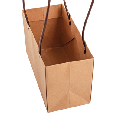 Flower Carry Bag Kraft Brown Rectangle Pk5 (22x10.5x13cmH)