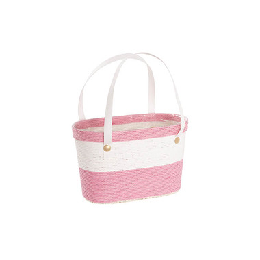 Pack FLR - Flower Bouquet Bags - Flower Paper Rope Basket Liner Pink & White (18x9x13cmH)