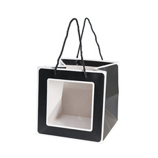 Flower Bouquet Bags - Window Posy Gift Bag Silhouette Black Pack 5 (25x25x25cmH)