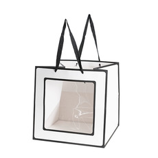 Flower Bouquet Bags - Window Posy Gift Bag Silhouette White Pack 5 (30x30x30cmH)
