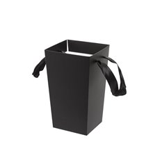 Flower Bouquet Bags - V-Shape Posy Bag With Ribbon Handle Black (13x23cmH) Pack 5