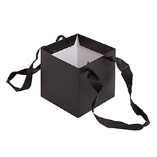 Flower Bouquet Bags - Posy Bag With Ribbon Handle Square Black (14x14x14cmH) Pk 5