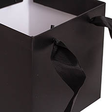 Posy Bag With Ribbon Handle Square Black (14x14x14cmH) Pk 5