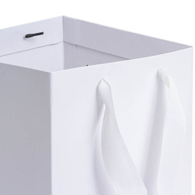 Posy Bag With Ribbon Handle Square White (18x18x16cmH) Pk 5