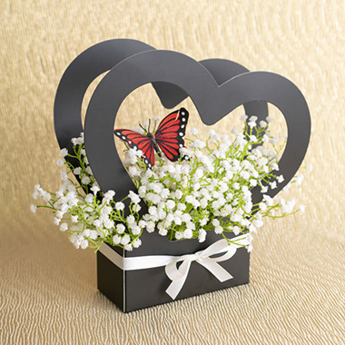 Flower Box Heart Black Pack 5 (30x7.5x30.5cm)