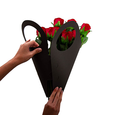 Kraft Paper Flower Carry Bag Black (40cmx15cm) Pack 10