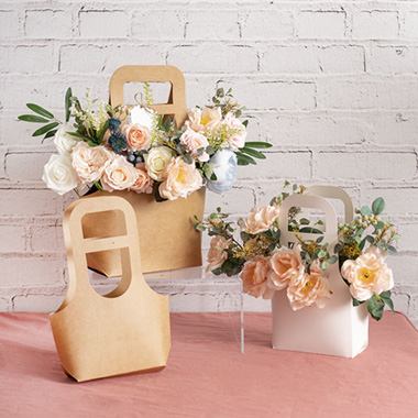 Flower Gift Carry Bag Small Kraft Brown Pack 5 (17x7x32Hcm)