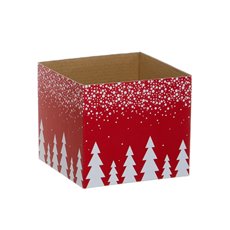Posie Flower Box Mini Pattern - Posy Box Mini Snowy Christmas Tree Red Pack 10 (13x12cmH)