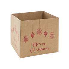 Posie Flower Box Mini Pattern - Posy Box Mini Bauble Merry Christmas Kraft Pk10 (13x12cmH)