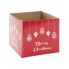 Posie Flower Box Mini Pattern - Posy Box Mini Bauble Merry Christmas Red Pack 10 (13x12cmH)