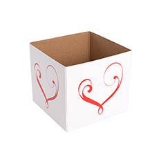 Posy Boxes - Posy Box Mini Dual Hearts White (13x12cmH)