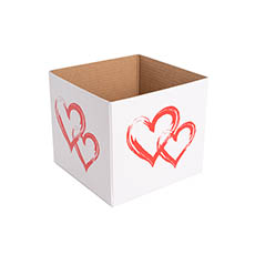 Posy Boxes - Posy Box Mini Dual Heart White (13x12cmH)