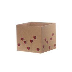 Posy Box Mini Heart Lollipop Kraft Red (13x12cmH)