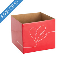 Posy Boxes - Posy Box Mini Entwined Hearts Red Pack 10 (13x12cmH)
