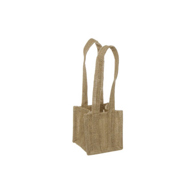 Jute Gift Bags - Natural Jute Posy Bag With Plastic Liner (10.5x10.5x10.5cmH)