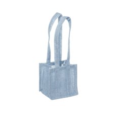 Jute Gift Bags - Poly Flax Jute Posy Bag w Liner Blue (13.5x13.5x13.5cmH)