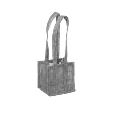 Jute Gift Bags - Poly Flax Jute Posy Bag w Liner Grey (13.5x13.5x13.5cmH)