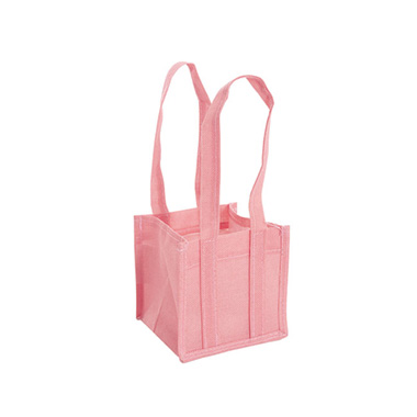 Jute Gift Bags - Poly Flax Jute Posy Bag Liner Light Pink (13.5x13.5x13.5cmH)