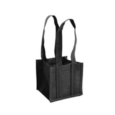 Jute Gift Bags - Poly Flax Jute Posy Bag w Liner Black (17.5x17.5x14cmH)