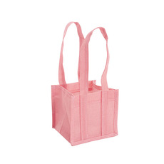 Jute Gift Bags - Poly Flax Jute Posy Bag Liner Light Pink (17.5x17.5x14cmH)