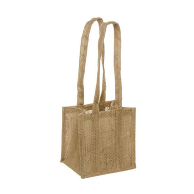 Jute Gift Bags - Natural Jute Posy Bag With Plastic Liner (17.5x17.5x14cmH)
