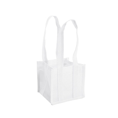 Jute Gift Bags - Poly Flax Jute Posy Bag w Liner White (17.5x17.5x14cmH)