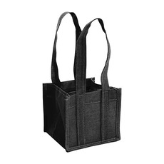Poly Flax Jute Posy Bag w Liner Black (18x18x17cmH)