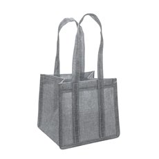 Jute Gift Bags - Poly Flax Jute Posy Bag w Liner Grey (18x18x17cmH)