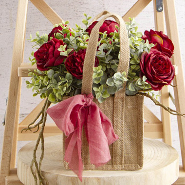 Natural Jute Posy Bag With Plastic Liner (18x18x17cmH)